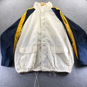 Vintage Polo Jean Co Jacket Mens Extra Large Off White Blue 90s Windbreaker Logo